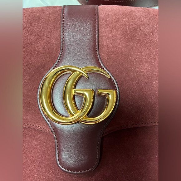 Gucci Arli Medium Suede & Leather Shoulder Bag Crossbody Handbag - Picture 11 of 11